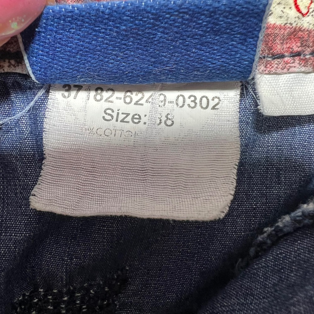 Y2K Blue Willis Womens Embroidered Floral Cargo Pants Blue Chambray US 8 EU38 - Picture 10 of 11